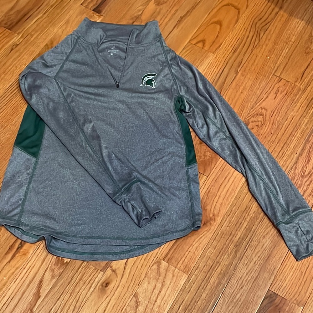 Spartans Gray Quarter-zip top (medium)